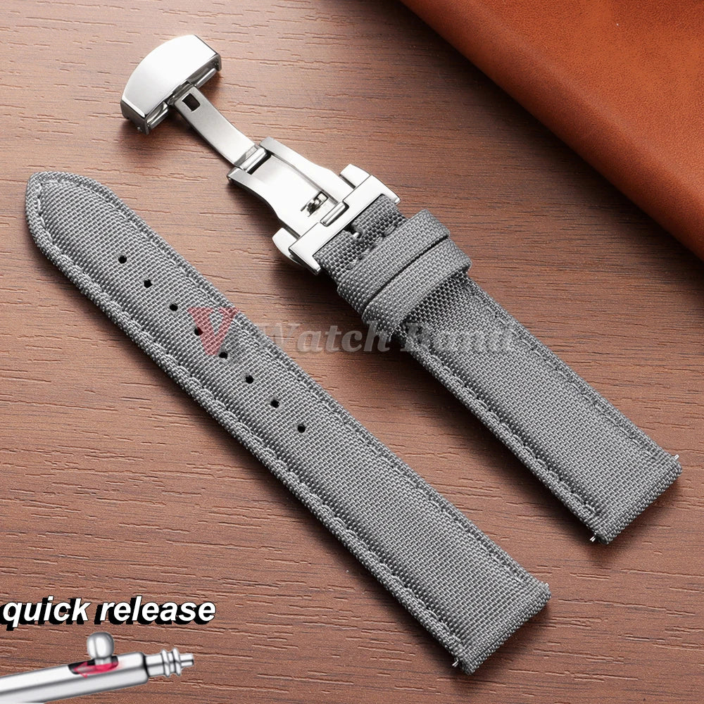 QuickRelease Nylon Watchband for Hamilton Military Sailcloth Watch Strap 20mm 22mm for Omega for Seiko Business Butterfly Buckle