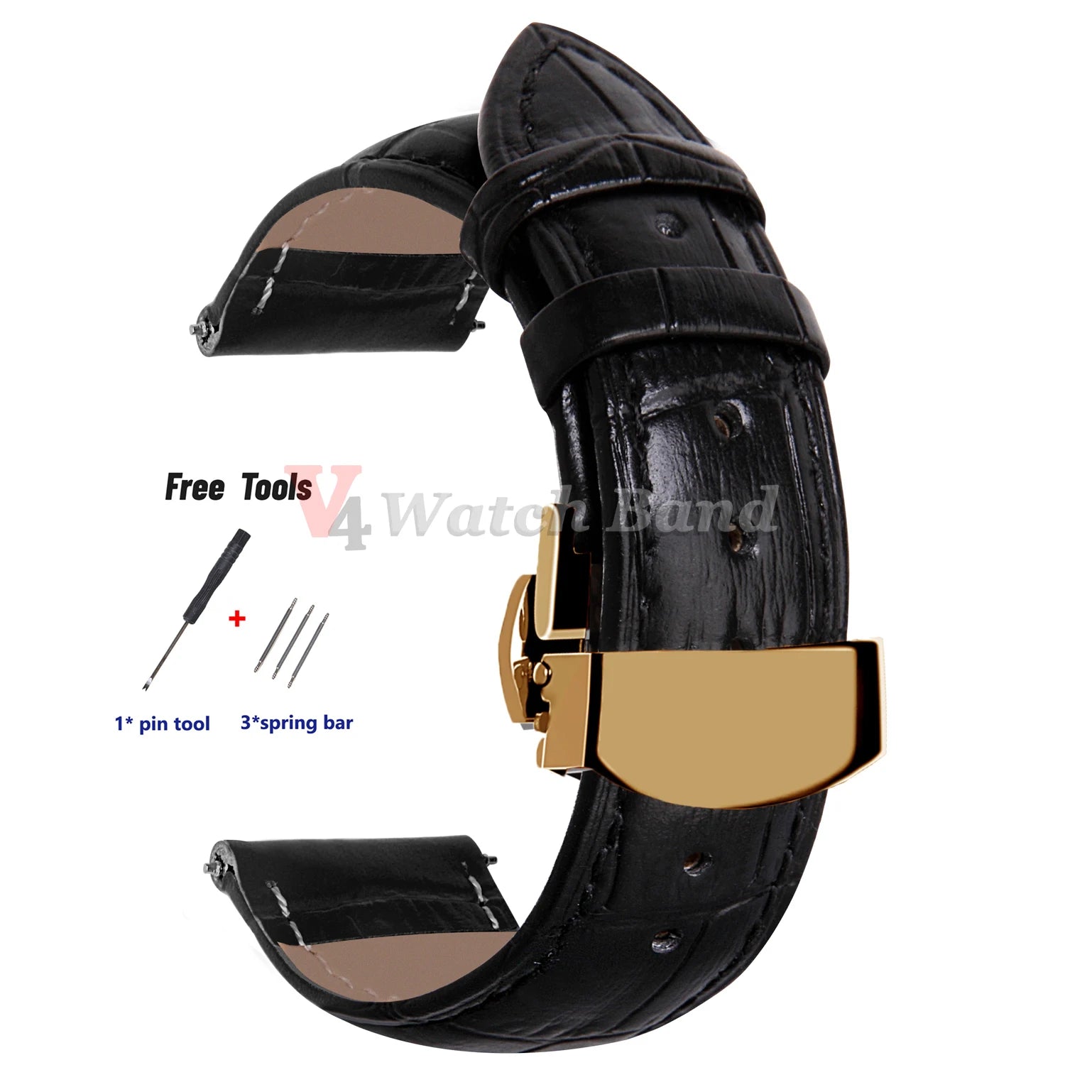 18mm 20mm 22mm 24mm Genuine Leather Watchband Crocodile Pattern Straps Men Women Replacement Universal Bracelet