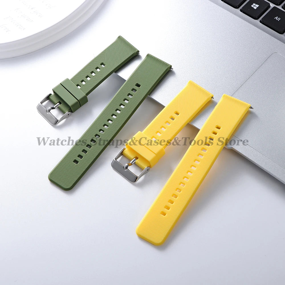 Soft Silicone Watchband Strap 18mm 19mm 20mm 21mm 22mm for Omega for Seiko Quick Release for Smartwatch Men's Universal Bracelet