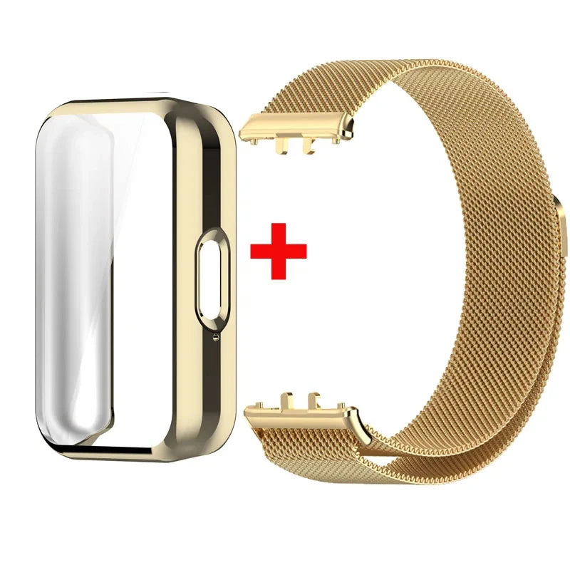 Case+Milanese Strap For Samsung Galaxy Fit 3 Full Protector Cover Band For Samsung Galaxy Fit 3 SM-R390 Magnetic Watchband