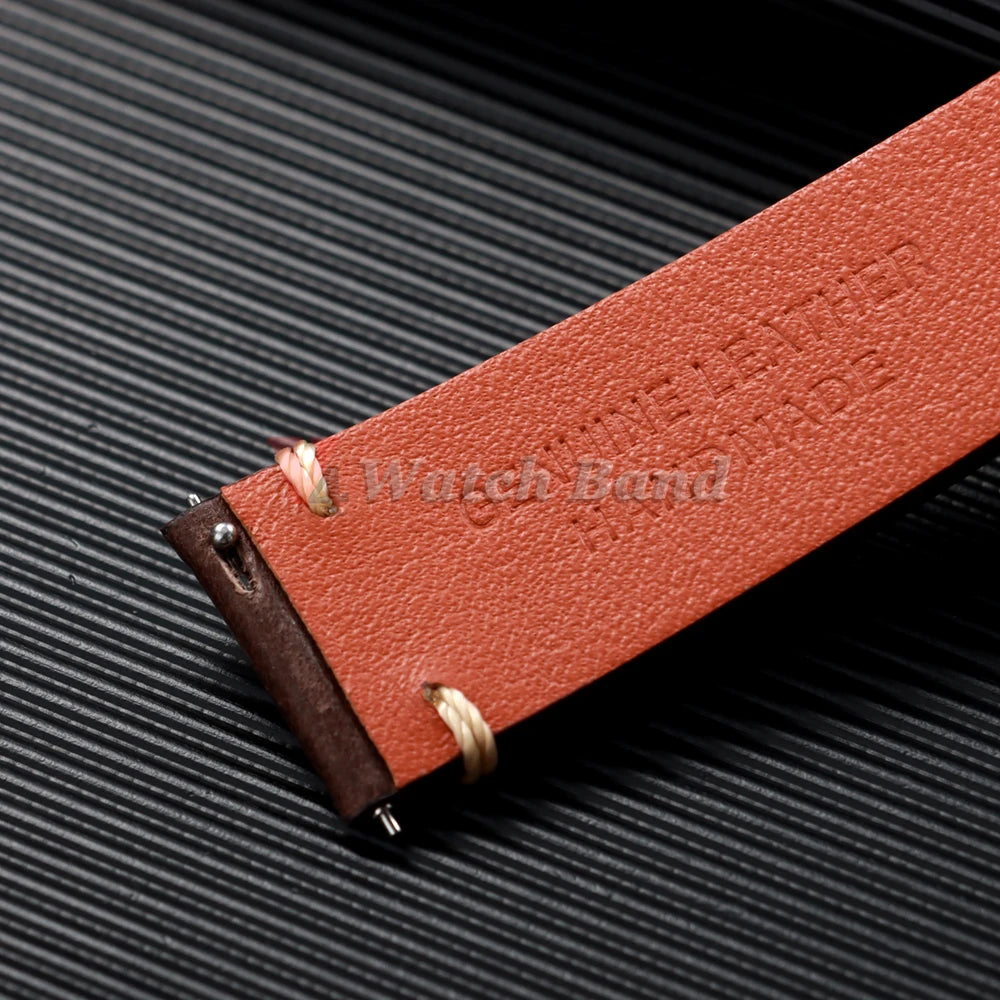 Genuine Cowhide Leather Watch Strap 20mm 22mm for Samsung Galaxy Watch 7/6/5/4 Vintage Brown Watchband Quick Release Bracelets