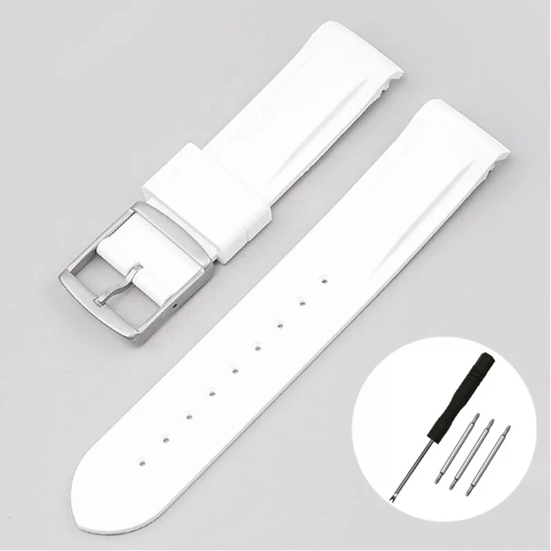 Curved End Rubber Watchband 20mm for Omega for Moonswatch Men Women Waterproof Sports Watch Strap Band For Brand Watches
