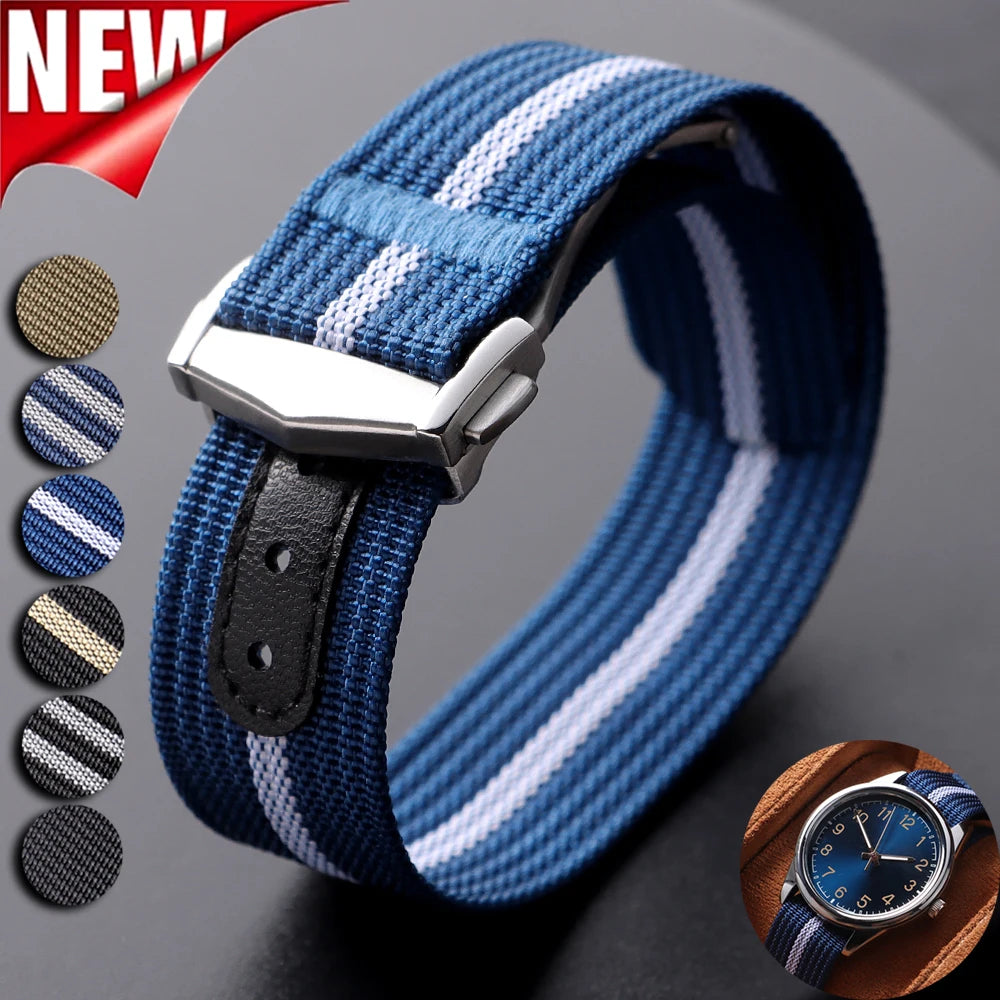 Canvas Nylon Watch Strap 20mm for Omega for Swatch for MoonSwatch for Seiko Men Women Sport Waterproof Folding Buckle Watchband