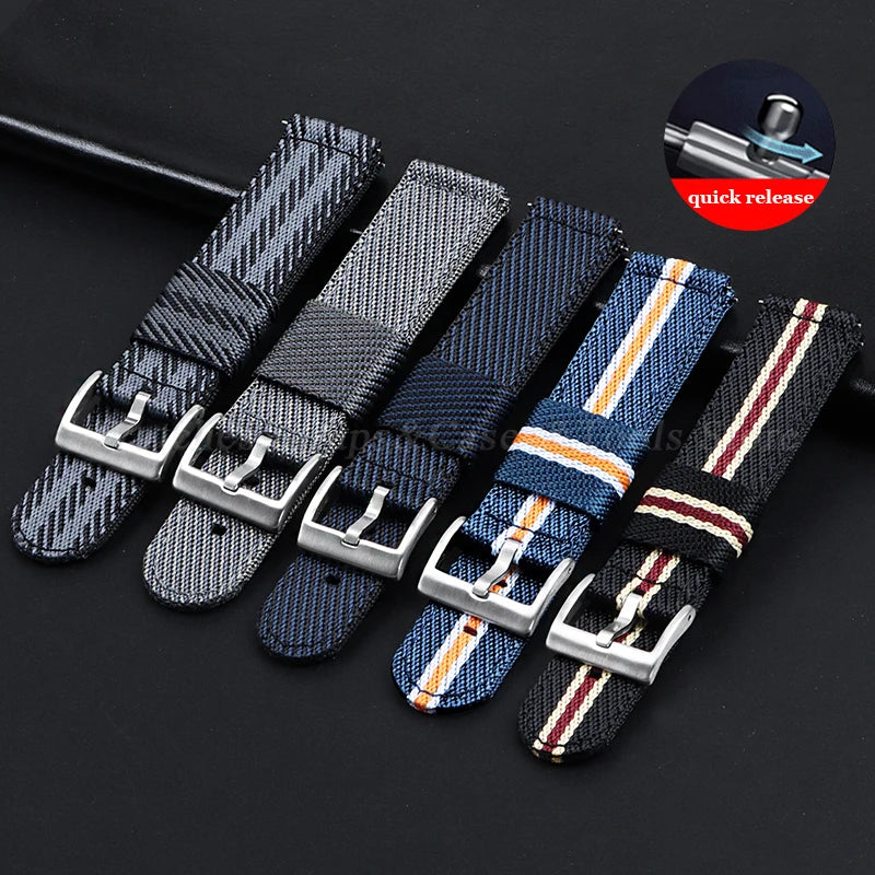 20mm 22mm Nylon Watch Strap Thicken Watchband Fabric for Military Wristband for Tudor for Seiko Canvas Replacement Watch Straps