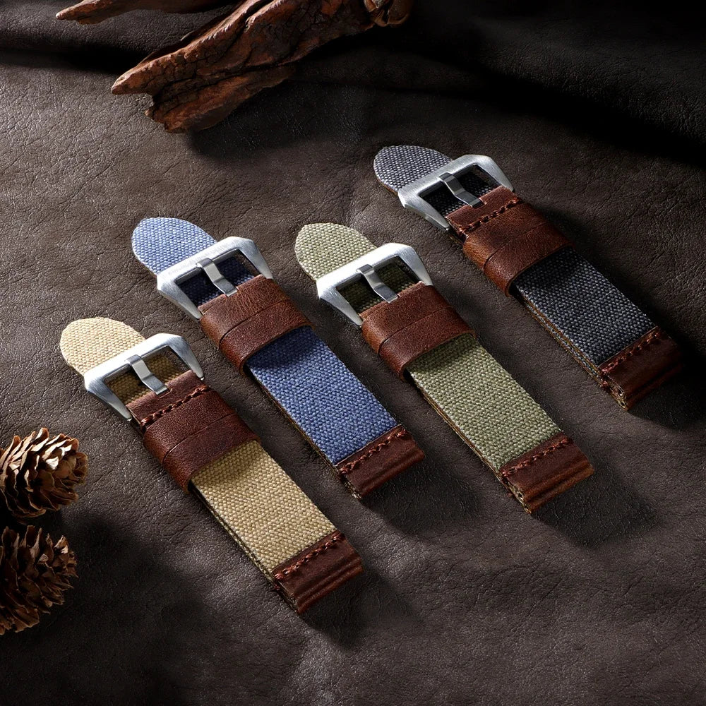 20mm 22mm 24mm High Quality Durable Nylon Watch Strap Men Watchband Blue Armygreen Retro Watch Band Release Universal Bracelet