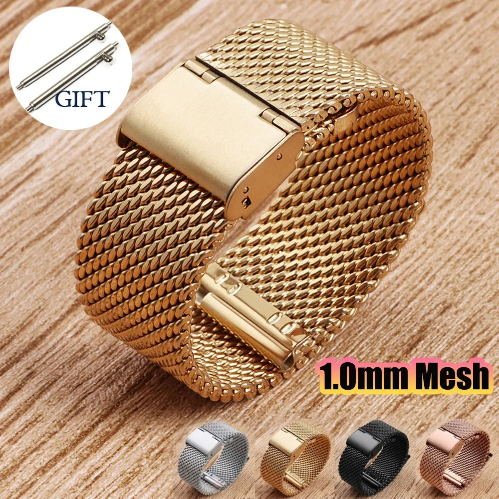 Quick Release Watch Band for DW Stainless Steel Bands for Seiko 1.0mesh Milanese Strap Universal  Wristbelt 18mm 20mm 22mm 24mm