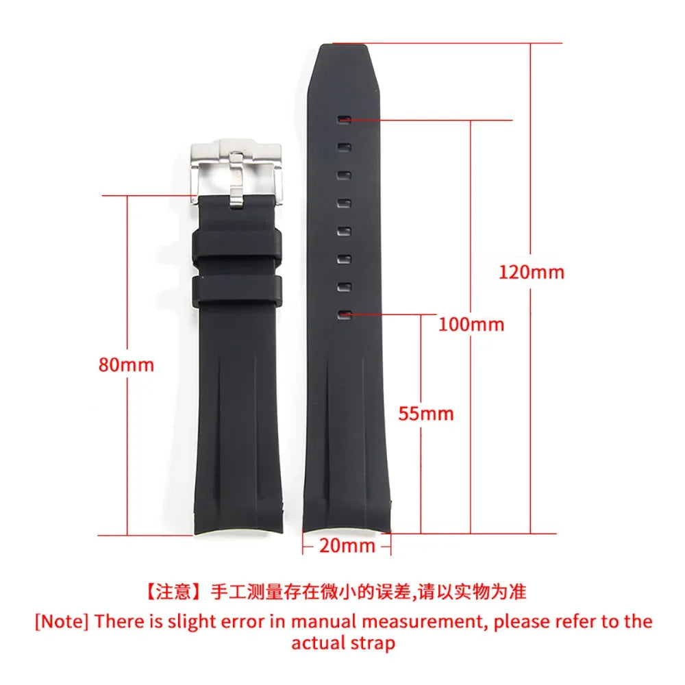 Curved End Watch Band for MoonSwatch Silicone Straps for Citizen 20mm 22mm Arc Rubber Sport Bracelet for Rolex Curved Straps