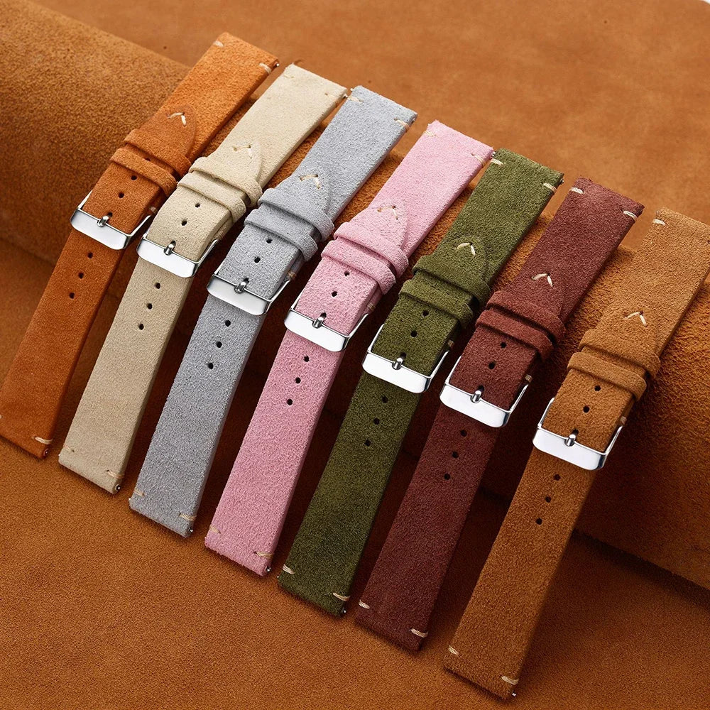 14mm 16mm 18mm Wristband Quick Release Soft Suede Strap 20mm 22mm Brown Watch Bands Calfskin Bracelet Women&Men Accessories