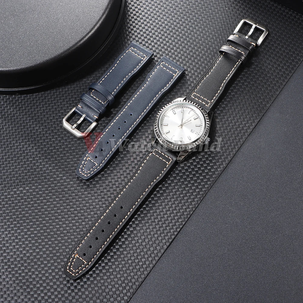 20mm 21mm Cowhide Watch Strap for IWC Pilot Portugieser Portofino Wristband Cowhide Bracelet Business Men Women WatchAccessories