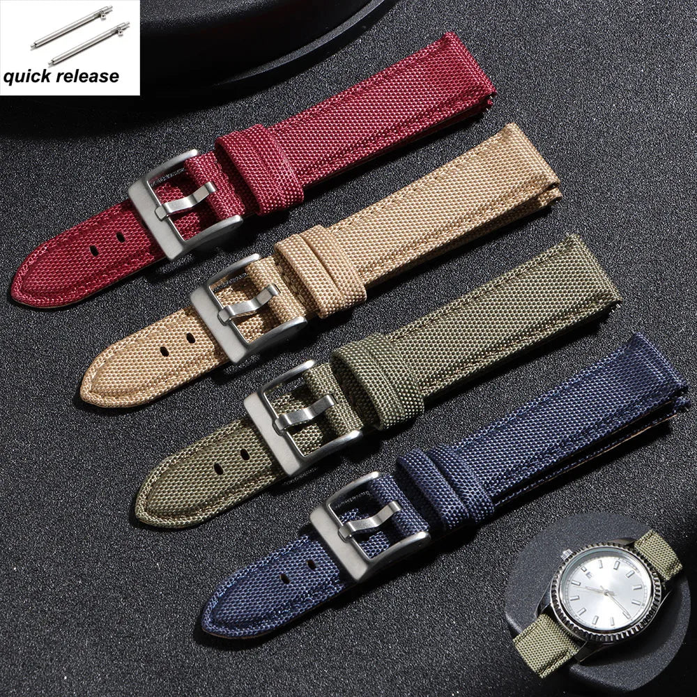 Nylon Cowhide Watch Band 20mm 22mm for Seiko Army Military Woven Strap Quick Release Wristband for Samsung Men Sport Watch Bands