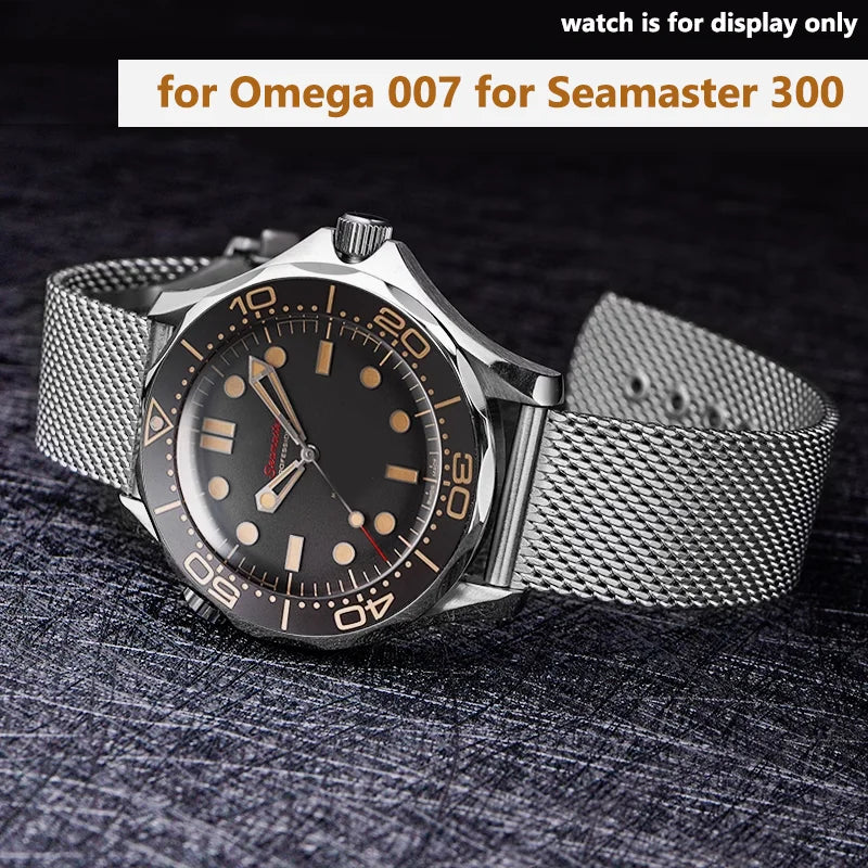 Strap for Omega for Seamaster 300 007 Watch Band 20mm 22mm Stainless Steel  Luxury Mesh Bracelet Business Watch Accessories