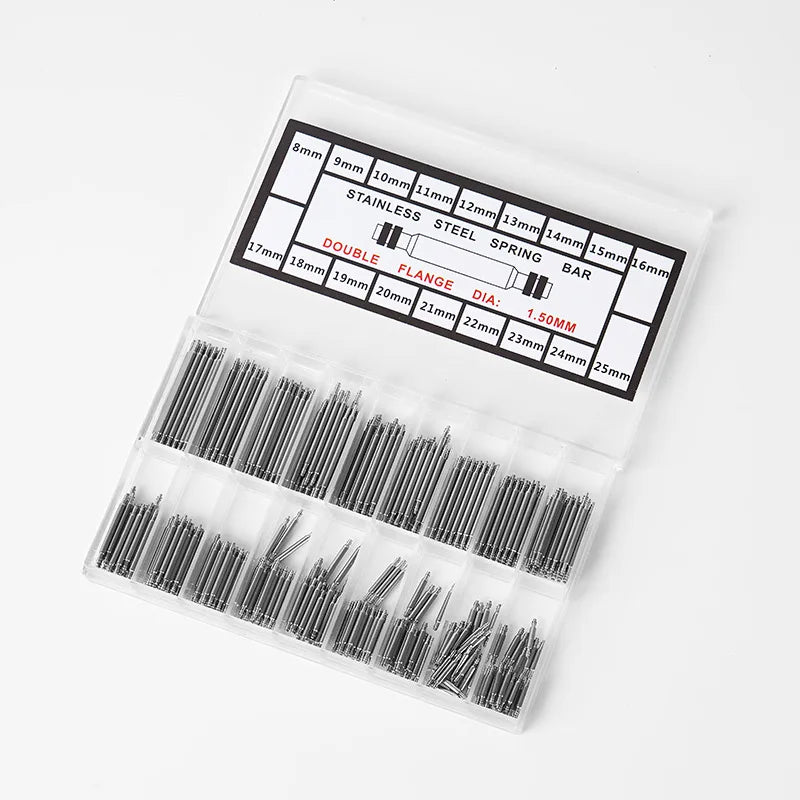 270 360pcs/set Strainless Steel Spring Bars Pins Dia 1.5/1.8mm Length 8mm-25mm/6mm-23mm Watchband Strap Belt Watch Repair Tools