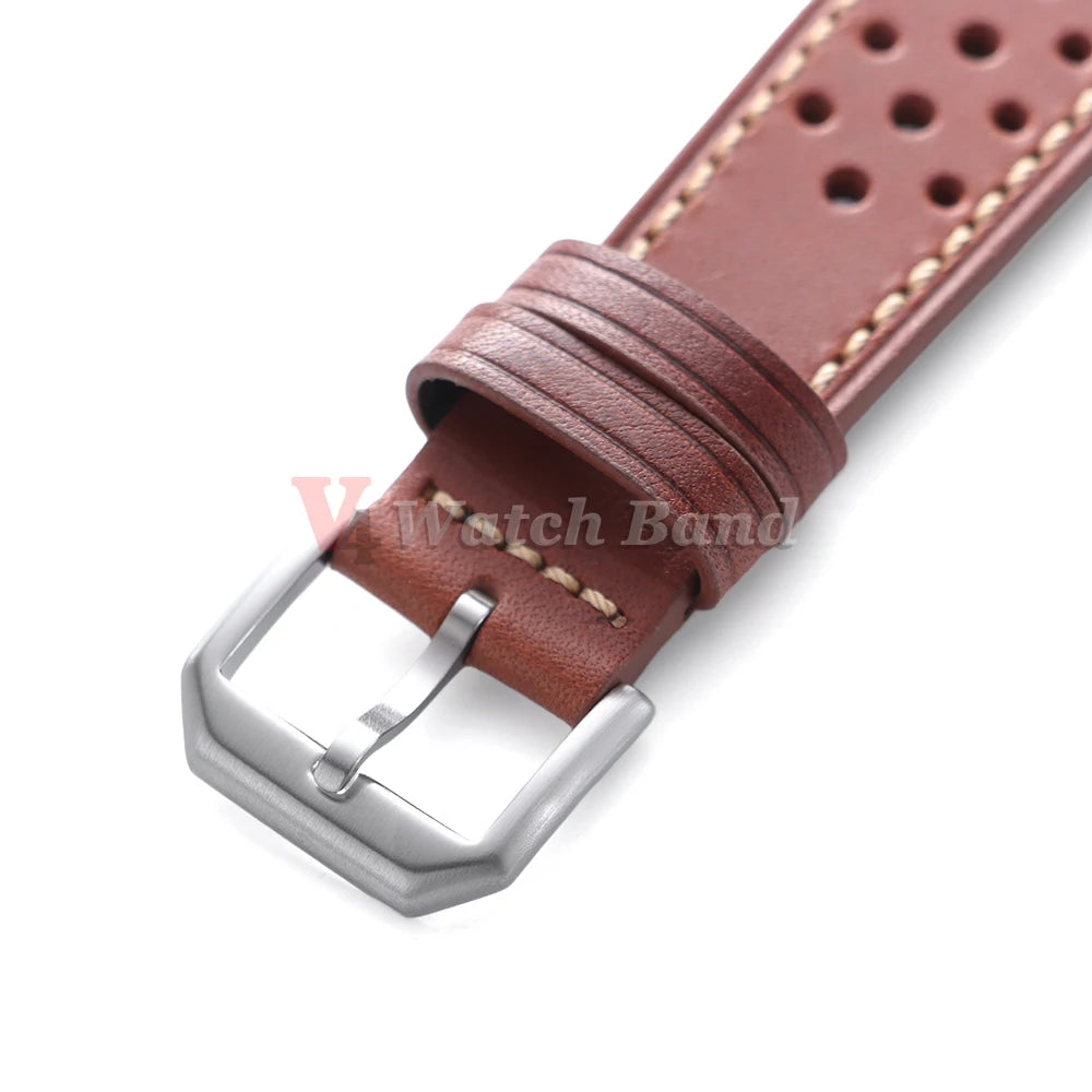 Dark Brown Watch Band Handcrafted Pueblo Italian Cowhide Strap for Omega Ventilated Design 20mm 22mm Men's Breathable Bracelets