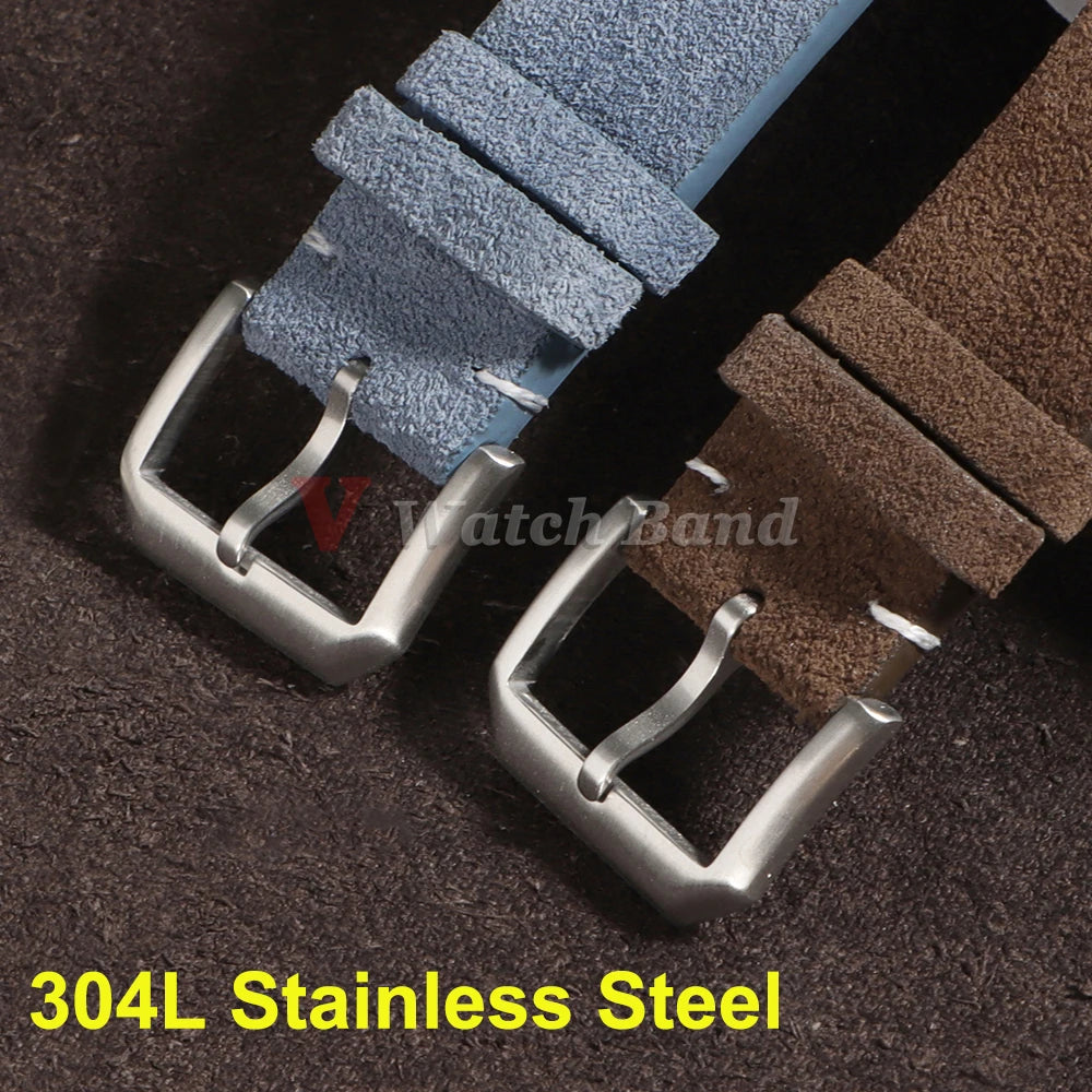 Quick Release Soft Suede Strap for Seiko Wristband 20mm 22mm Brown Blue Grey Watch Bands Calfskin Bracelet Women&Men Accessories