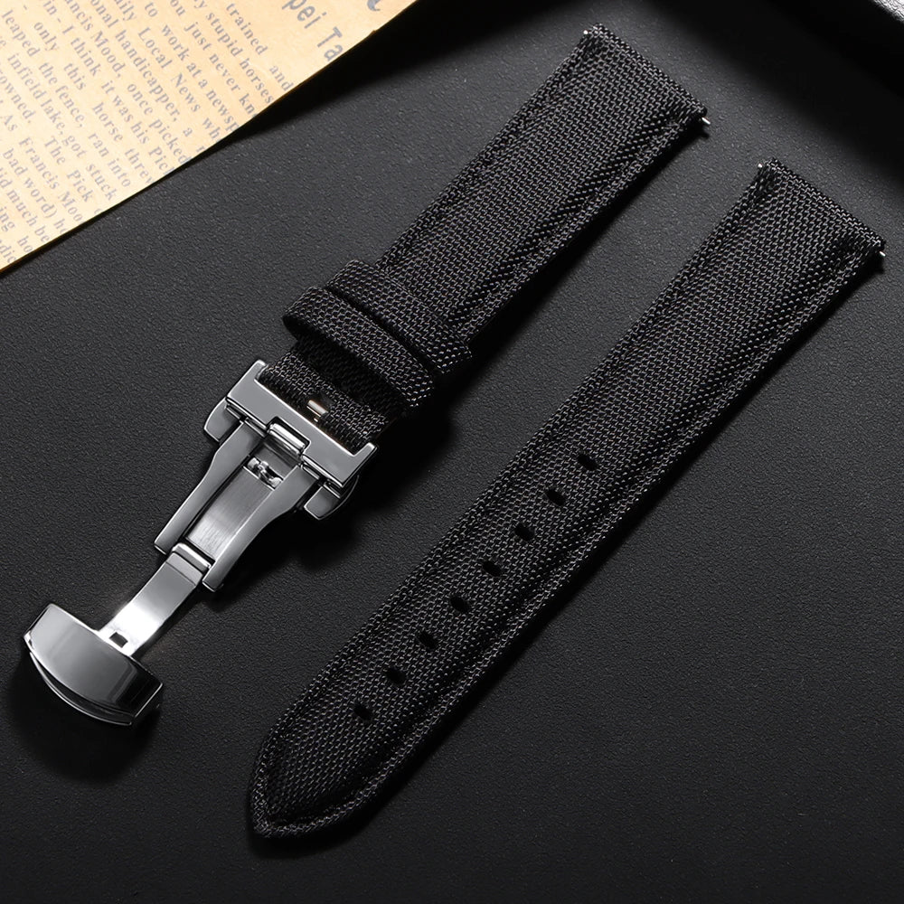 20mm 22mm Watch Strap for Omega Two-Sided Nylon Cowhide Watchband for Rolex Band Sport Wristband Quick Release Belt Accessories