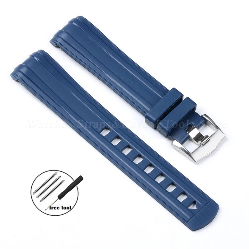 Soft Rubber Watch Strap 20mm Curved End for Omega for Seamaster 300 Silicone Waterproof Diving MenWomen Sport Watchband Bracelet
