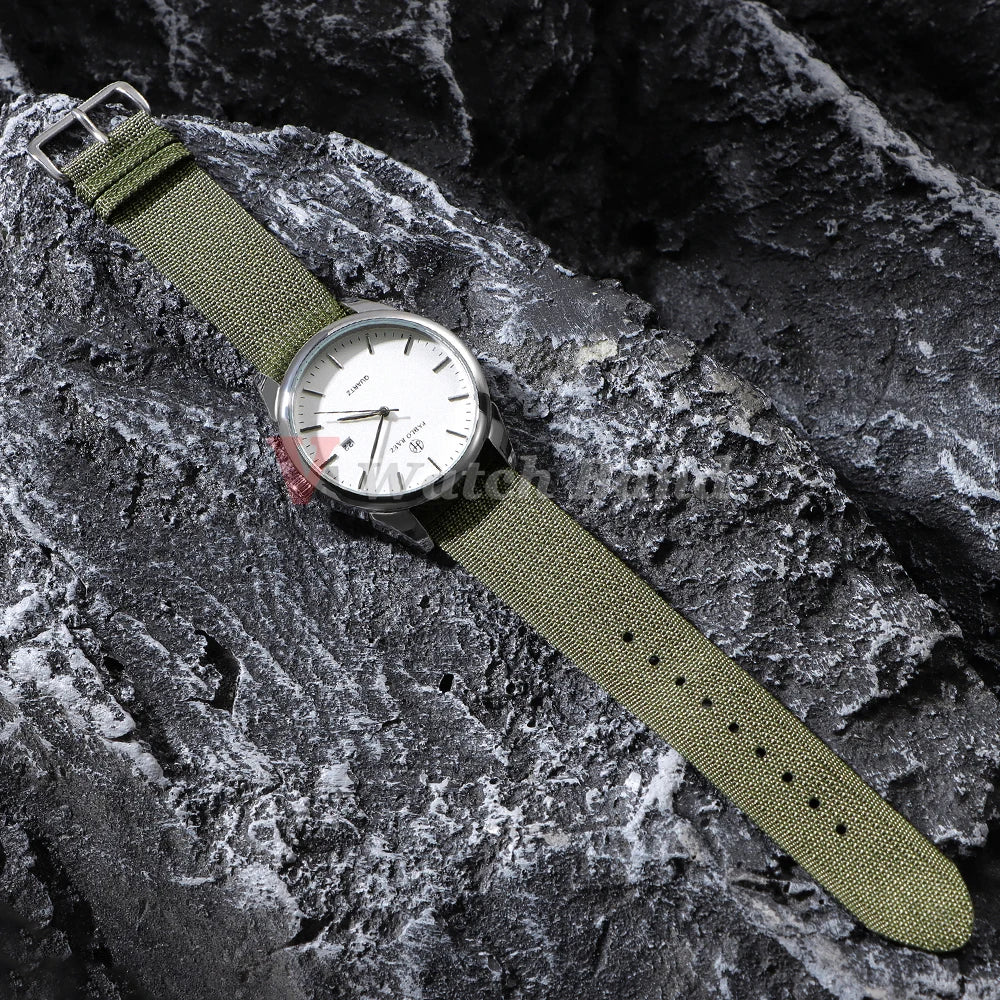 20mm 22mm Ribbed Nylon Strap Fabric Replacement Universal Bracelet Watchband Straps Loop Military Nylon Watch Band Accessories