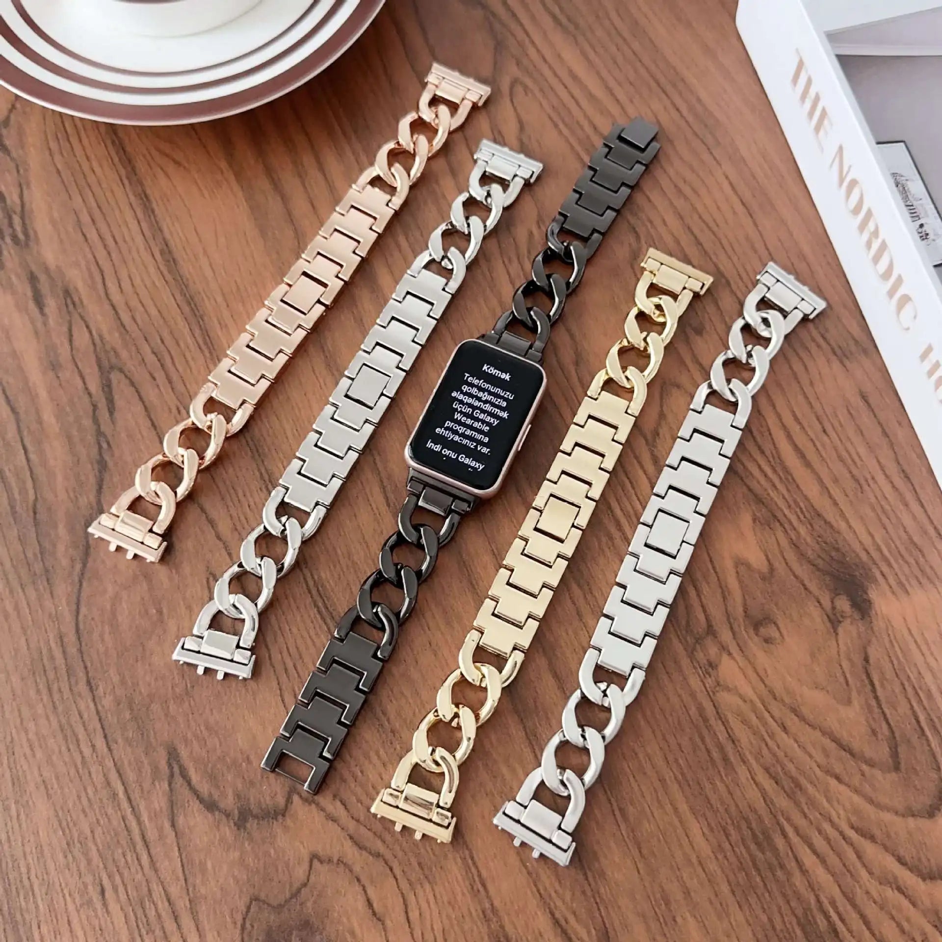 Stainless Steel Strap For Samsung Galaxy Fit 3 Metal Chain Band For Samsung Galaxy Fit 3 SM-R390 Cowboy Watchband Accessories