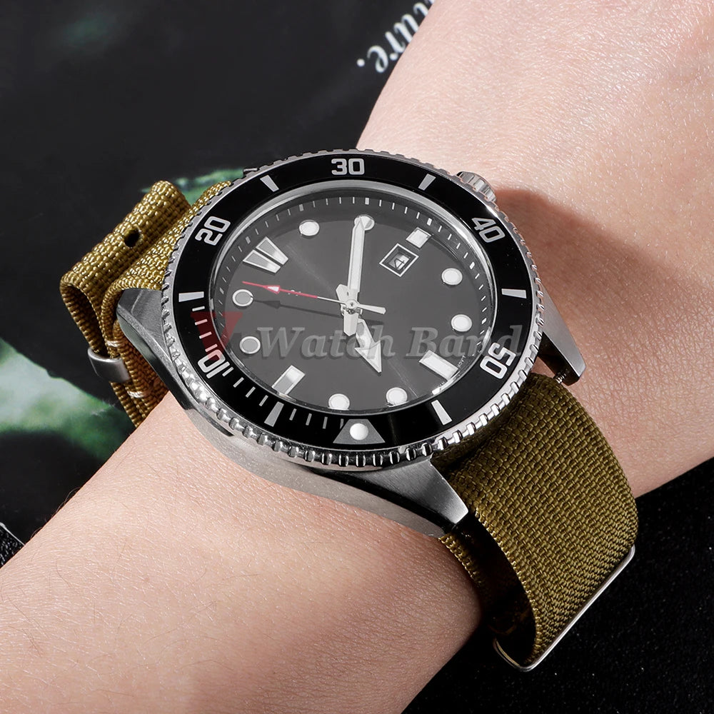 Ribbed Nylon Watch Band  for Seiko 18mm 20mm 22mm Comfortable Watch Straps Loop Military Washable Blet for Rolex Men Watchbands