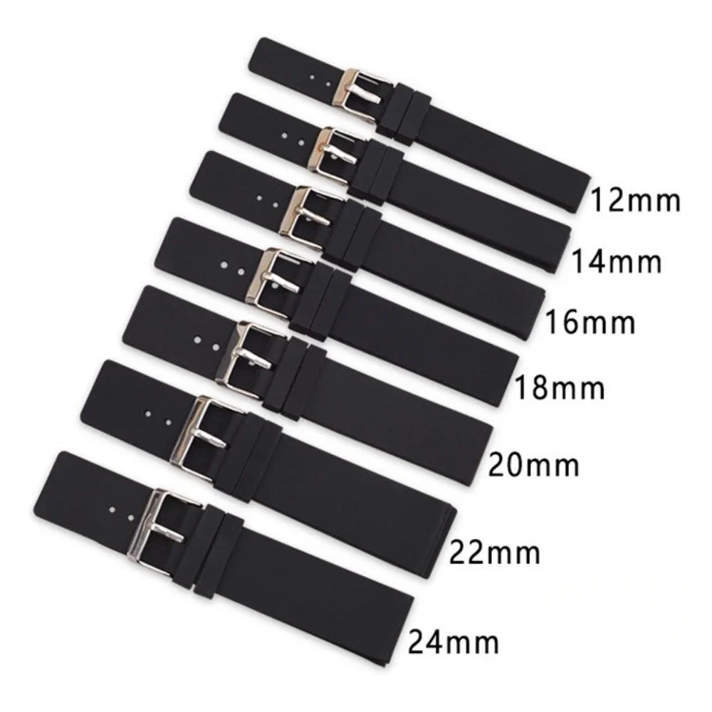 12 14mm 16mm 18mm 20mm 22mm 24mm Silicone Watch Strap Men Women Replace Bracelet Soft Rubber for Seiko for Huawei Watch Gt2/3/4