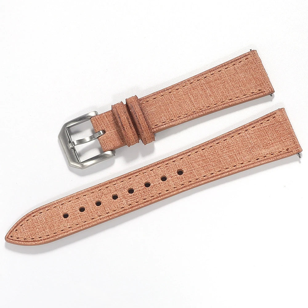 20mm 22mm Italian Leather Watch Strap Premium Handcrafted Linen Texture Tanned Babele Watchband Quick Release Retro Wristband