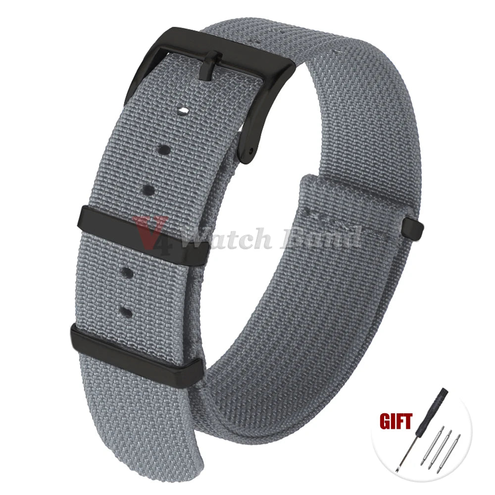 Universal Fabric Bracelet for Seiko 20mm 22mm with Black Buckle Nylon Band for Omega Wristband for Rolex Watch Strap Accessories