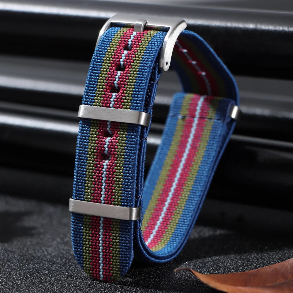 18mm 20mm 22mm Elastic Nylon Watch Strap for Seiko Army Sport Bracelet Replacement Brown Green Band Military Casual Watchband