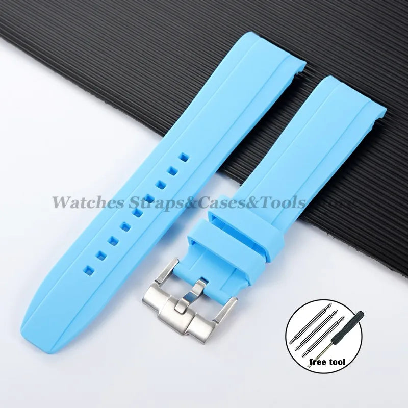 20mm 22mm Rubber Strap High Quality Curved End Silicone Watch Band for Swatch for Omega for Moonswatch for Rolex Waterproof Belt