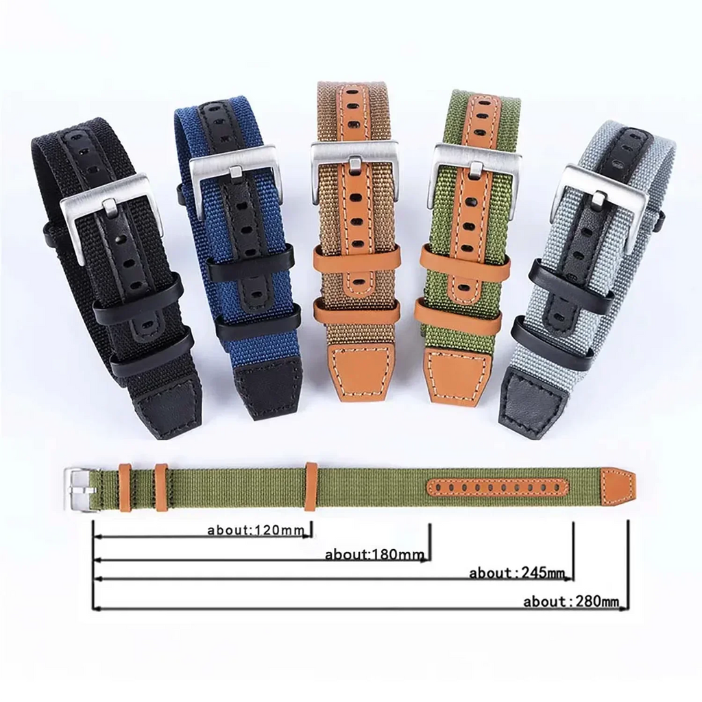 Canvas Durable Nylon Patch Leather Straps for Rolex Watchband for Omega Watch Bracelet for Seiko Replacement Wristband 20mm 22mm