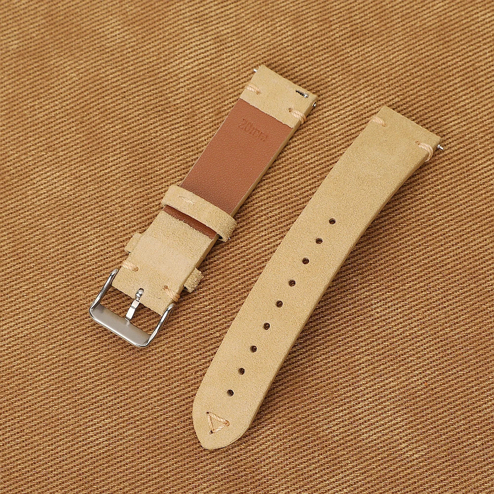 Suede Leather Strap for Seiko Watch Band Vintage Bracelaet Handmade Stitching Wristband 18mm 19mm 20mm 21mm 22mm 24mm Wristbelt