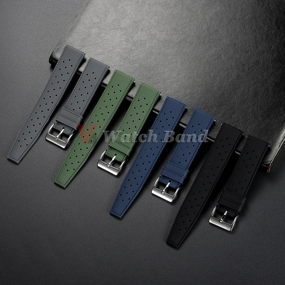 Quick Release Tropical Rubber Watch Strap 18mm 20mm 22mm for Seiko for Omega for Rolex Perfect Fit Flat End Universal Watchbands