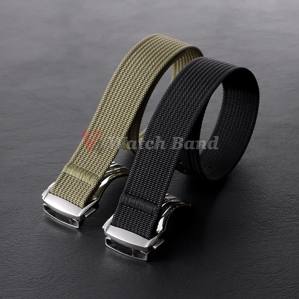 20mm Nylon Strap for Seiko for Tudor Loop Fastener Watchband Men Green Military Waterproof Wrist Bracelet for Omega Replacement
