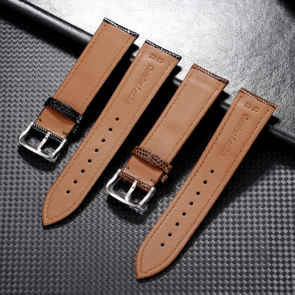 Cowhide Watch Strap Men Bracelets 14mm 15mm 16mm 18mm 19mm 20mm 21mm 22mm Lizard Pattern Leather Watch Band For Seiko For Omega