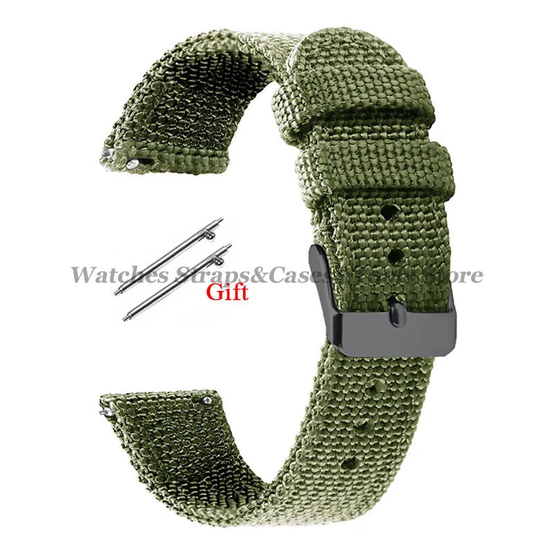 18mm 20mm 22mm 24mm Nylon Canvas Watchband Woven Soft Universal Bracelet for Seiko for Huawei Watch Men Women Quick Release Band
