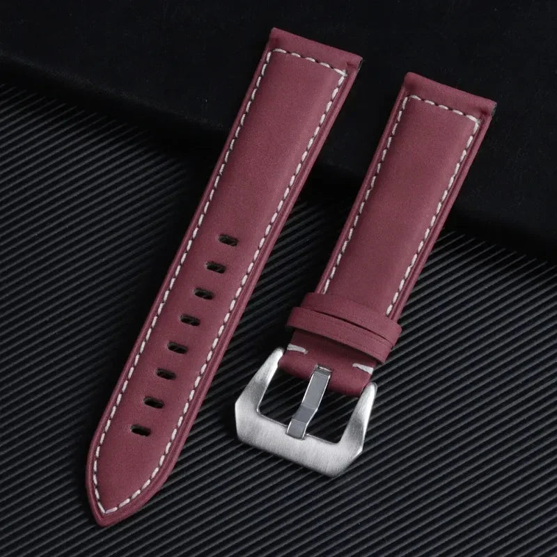 18mm 20mm 22mm 24mm Genuine Leather Watchband for Panerai Sport Wristband Vintage Matte Polished Watch Strap Blue Brown Bracelet
