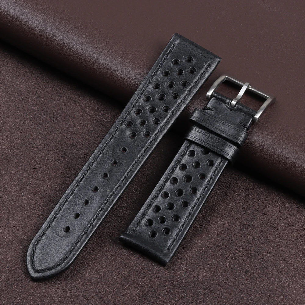 Genuine Cowhide Leather Strap Soft Handcrafted Ventilated Watch Band for Tag Heuer for Seiko for Omega 18mm 20mm 22mm Bracelet