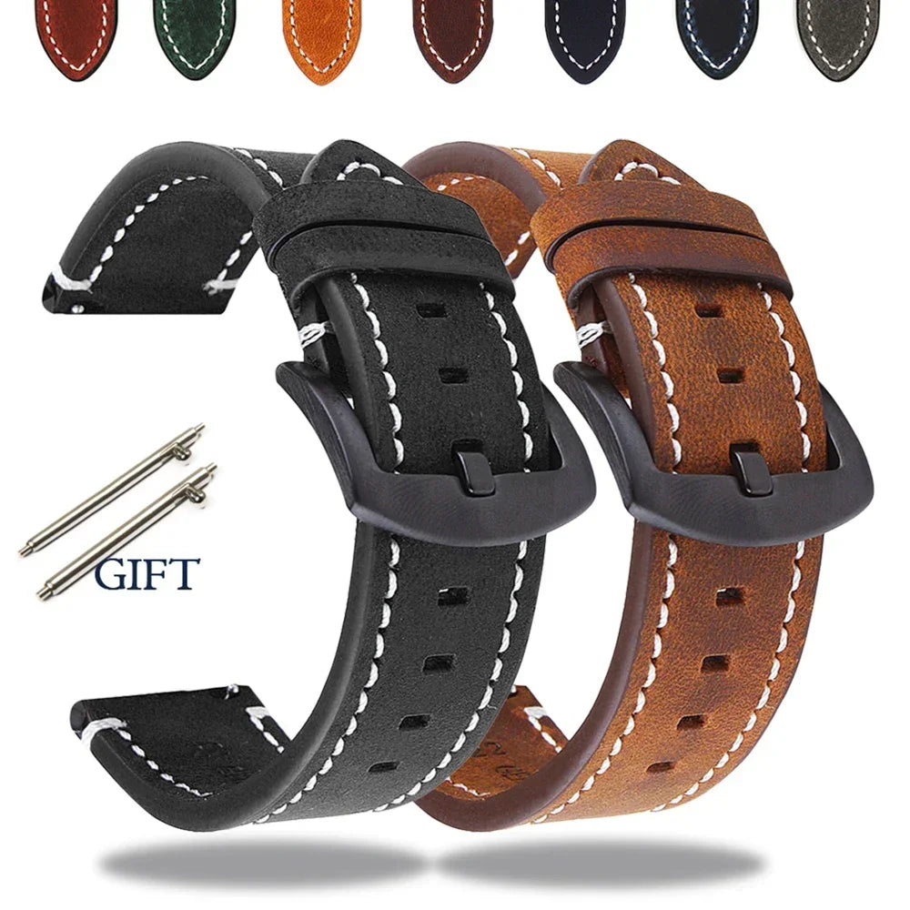 Watchband 18mm 19mm 20mm 21mm 22mm 24mm Wrist Belt for Huawei 42mm 46mm Black Yellow Brown Strap for Samsung Galaxy