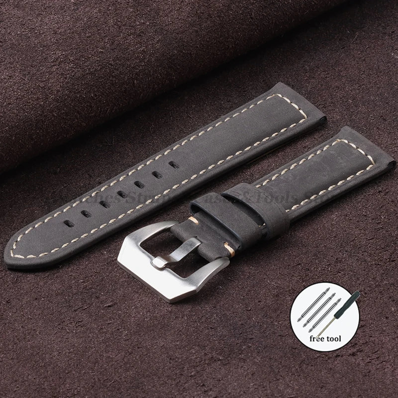 Vintage Genuine Leather Watch Bands for Panerai for Seiko for Omega Cowhide Bracelet Men's Women Accessories 20mm 22mm 24mm 26mm