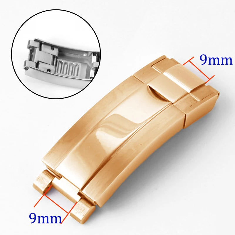 Watch Band Clasp 9x9mm for Rolex Stainless Steel Fine-tuning Pull Button Watch Buckle for DAYTONA SUBMARINER GMT Yacht-Master