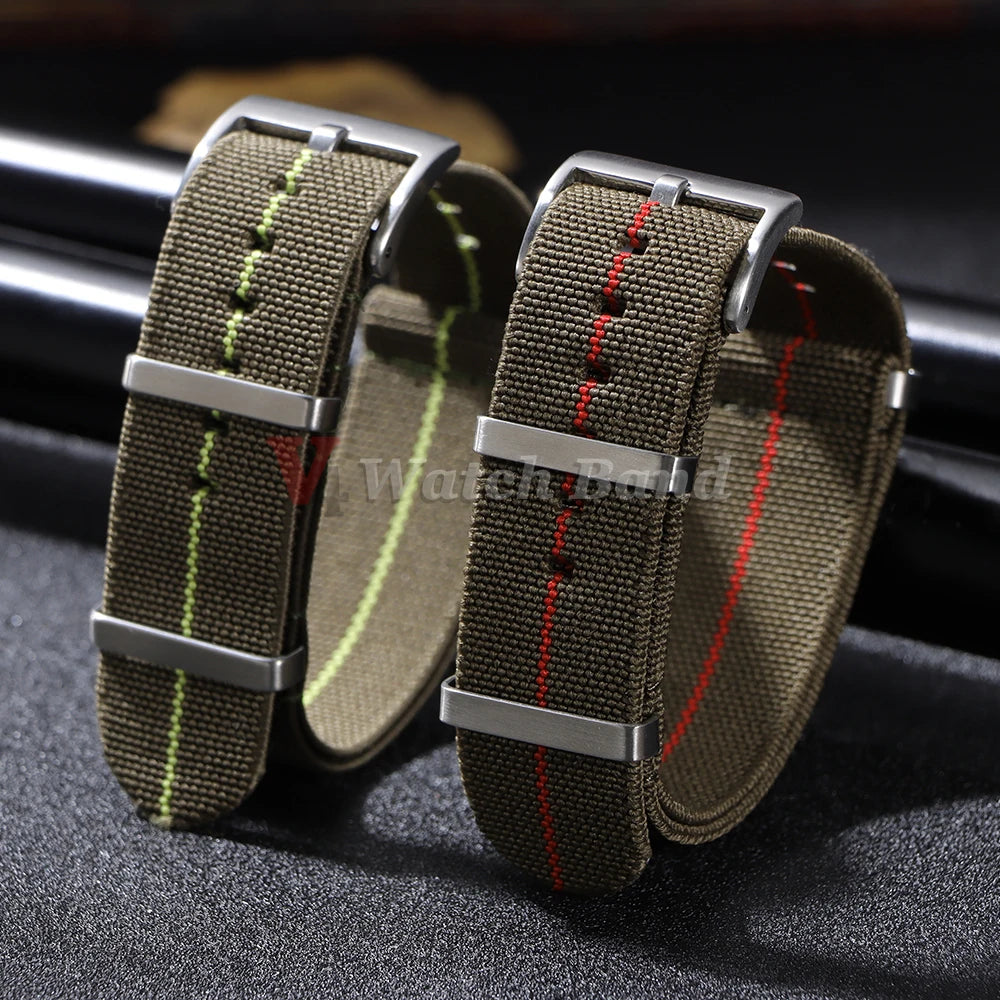 18mm 20mm 22mm Elastic Nylon Watch Strap for Seiko Army Sport Bracelet Replacement Brown Green Band Military Casual Watchband