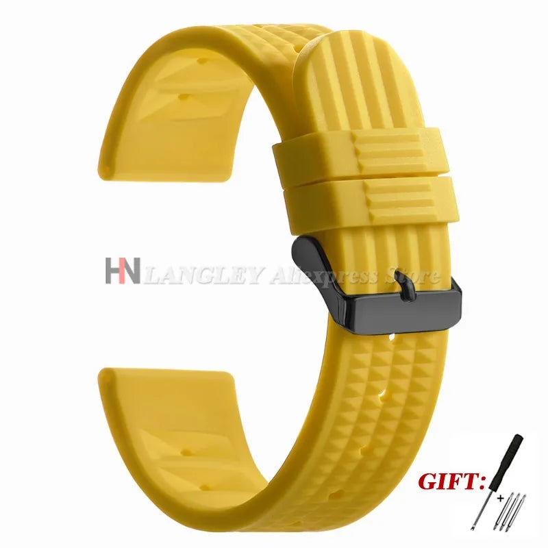 Soft Rubber Waffle Watch Band 20mm 22mm for Seiko for Rolex Water Ghost Sport Silicone Wristband Men's Replacement Strap Premium