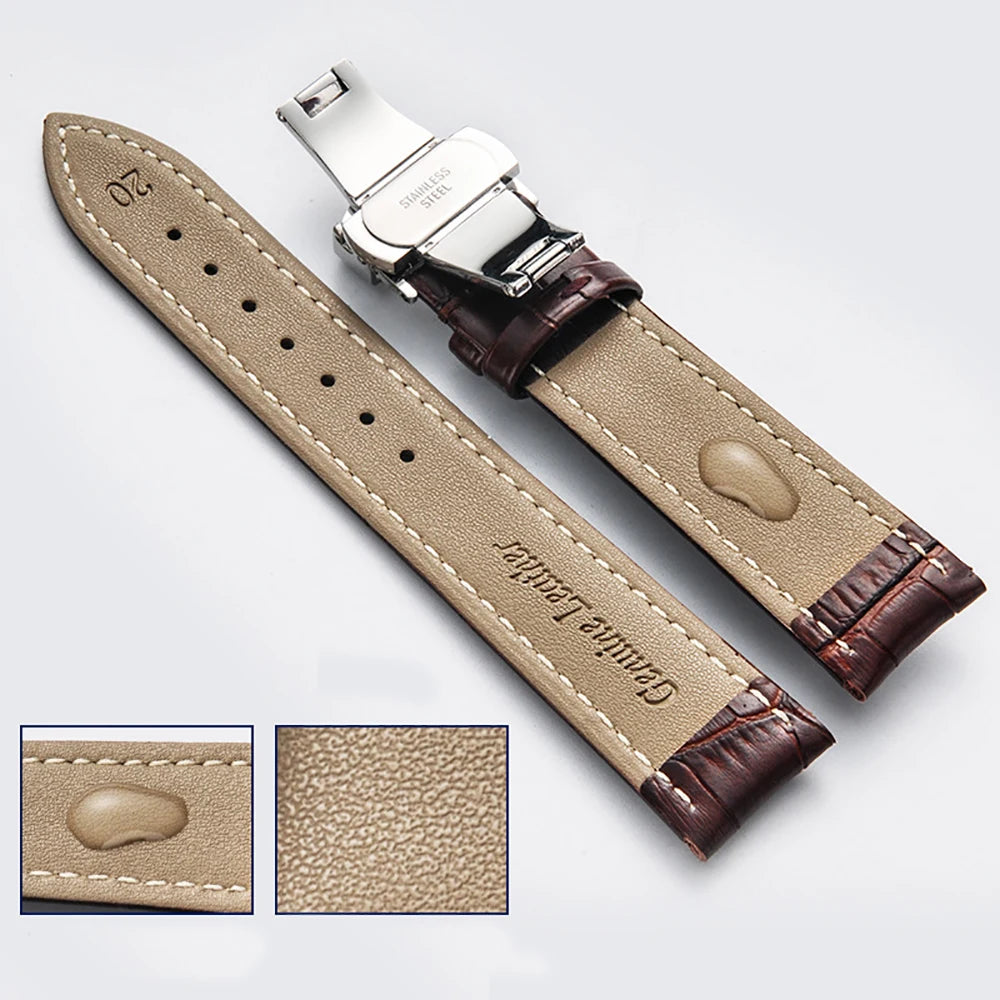 18mm 20mm 22mm 24mm Genuine Leather Watchband Crocodile Pattern Straps Men Women Replacement Universal Bracelet