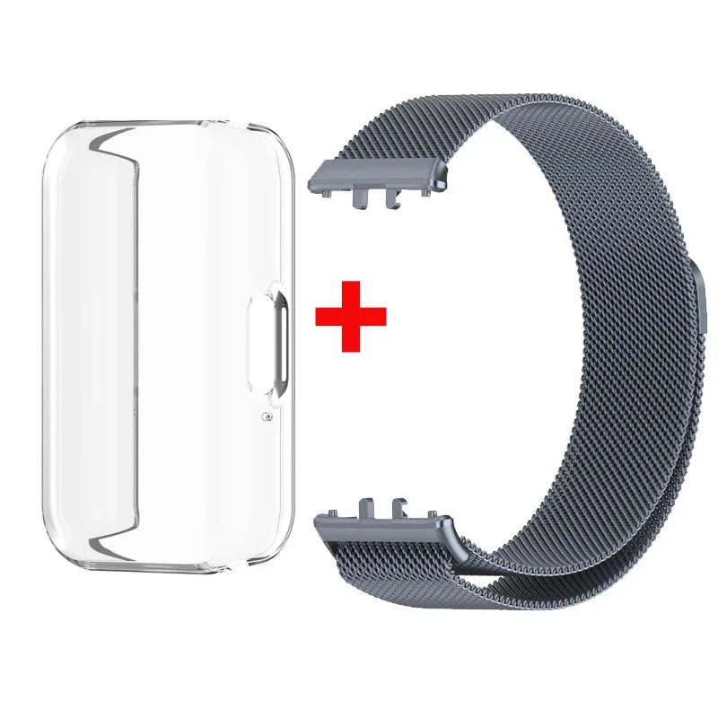 Case+Milanese Strap For Samsung Galaxy Fit 3 Full Protector Cover Band For Samsung Galaxy Fit 3 SM-R390 Magnetic Watchband