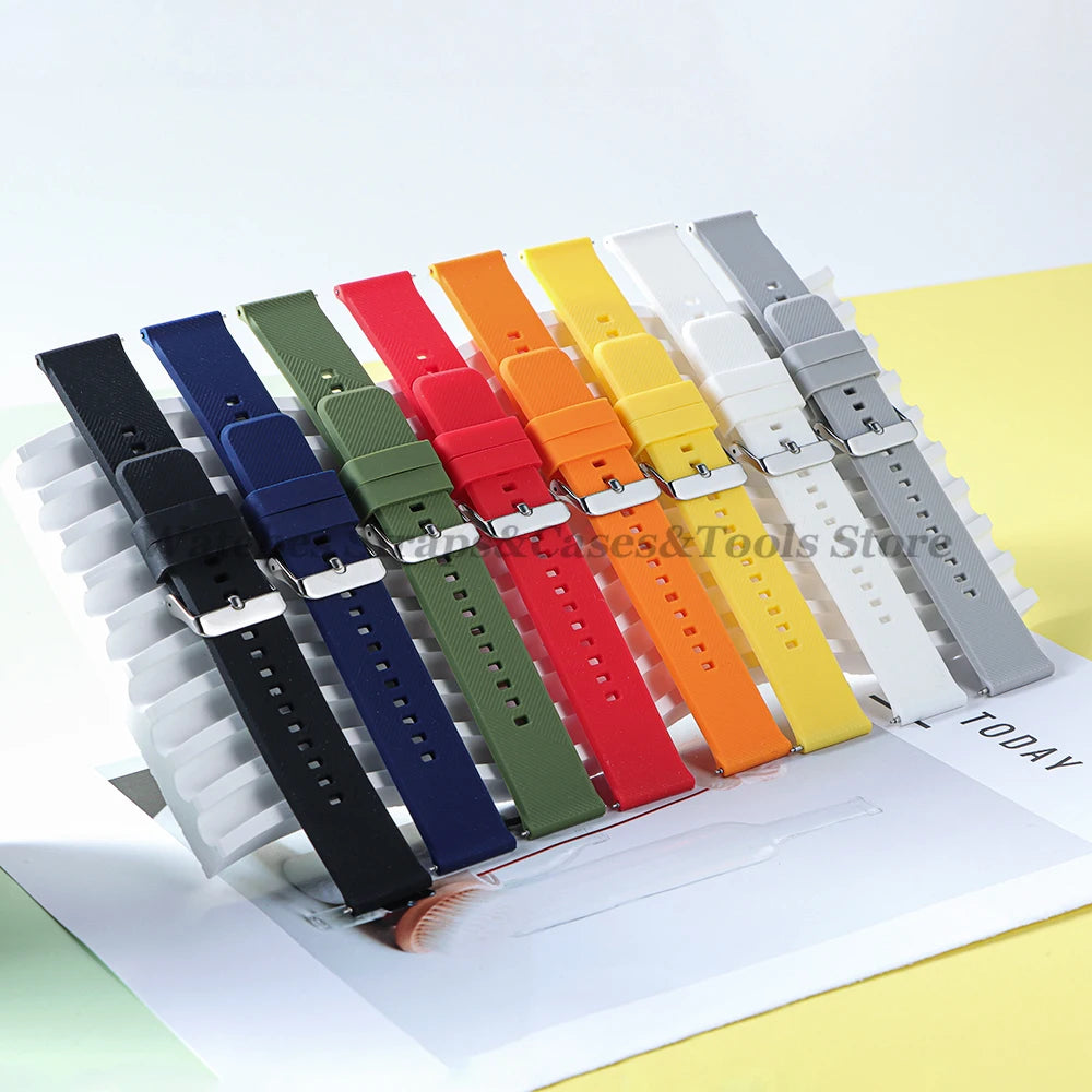 Soft Silicone Watchband Strap 18mm 19mm 20mm 21mm 22mm for Omega for Seiko Quick Release for Smartwatch Men's Universal Bracelet