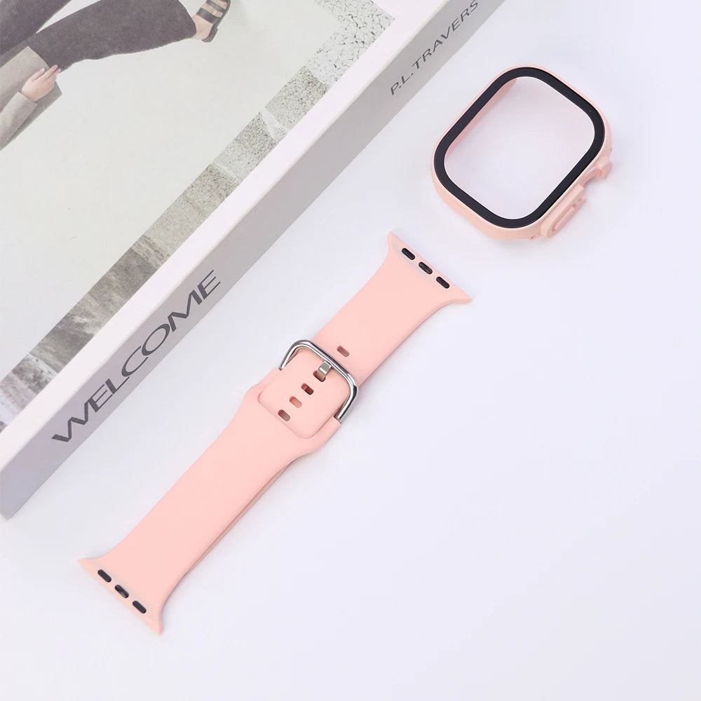 PC Cover Band For Apple Watch Series 10 42 46mm Ultra 49mm Strap Protector Case Smartwatch Accessory For Iwatch 9 8 41 44 45mm