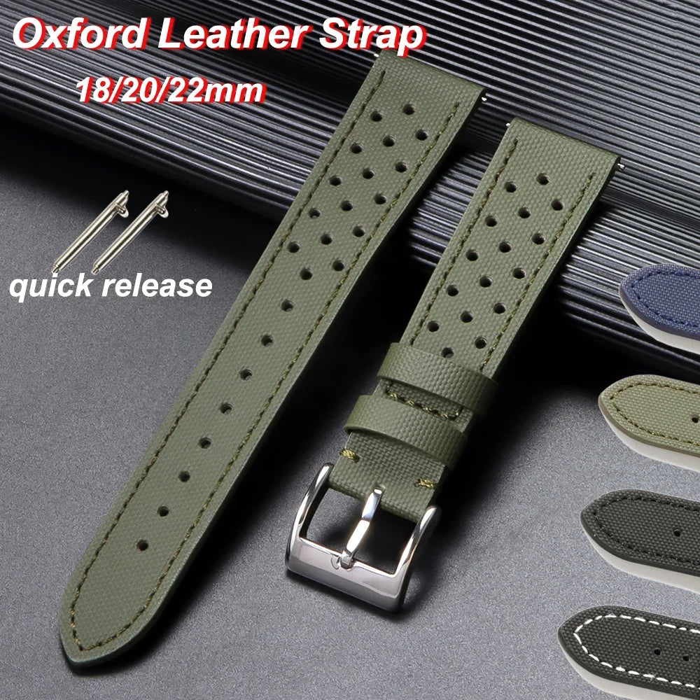 18mm 120mm 22mm Quality Oxford Watchband for Tag Heuer Citizen for Seiko Watch Men Women Fabric Leather Waterproof Watch Strap