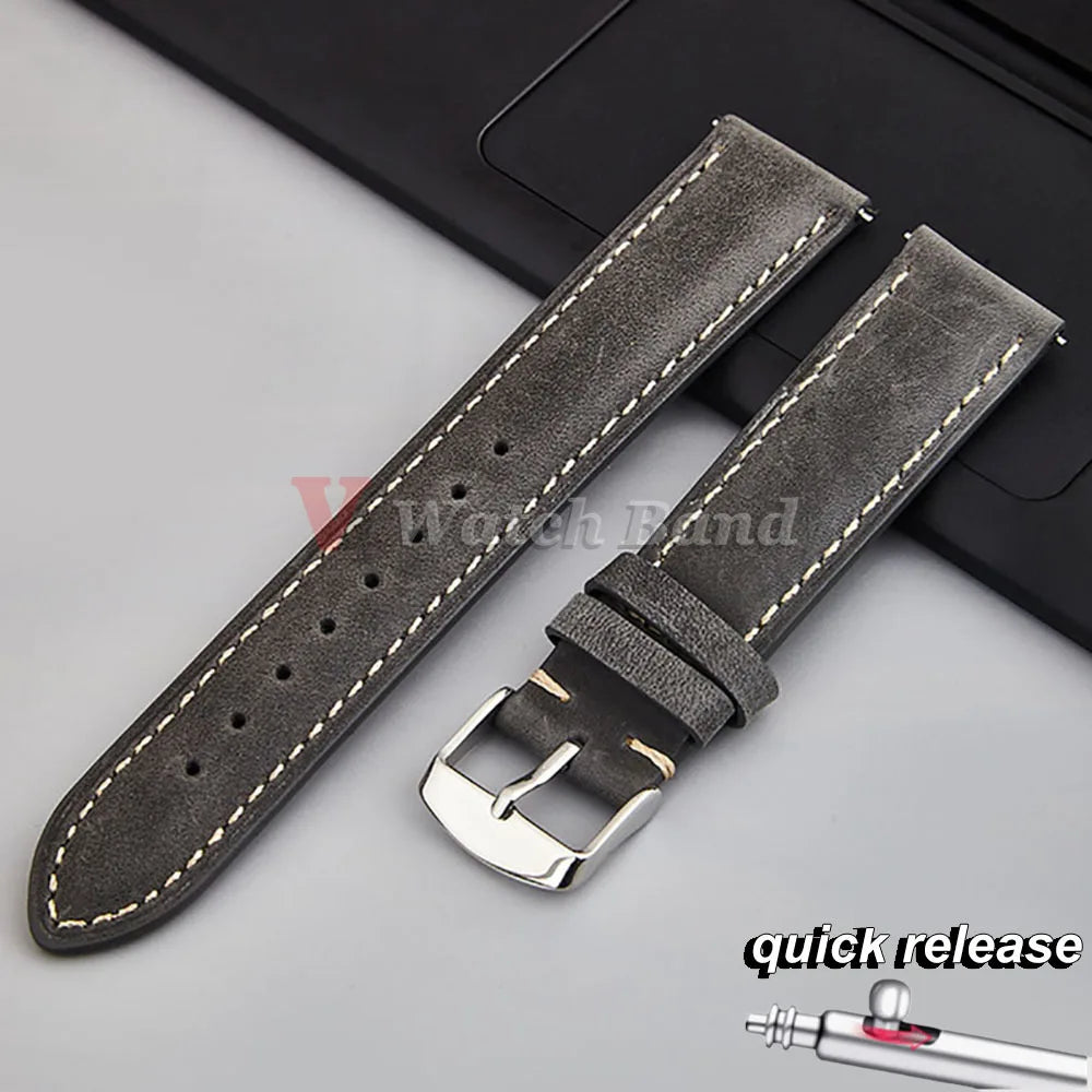 14/16/18/20/22/24mm Quick Release Watch Band MenWomen Watchband Genuine Leather Watch Strap Replacement Belt Vintage Brown Strap