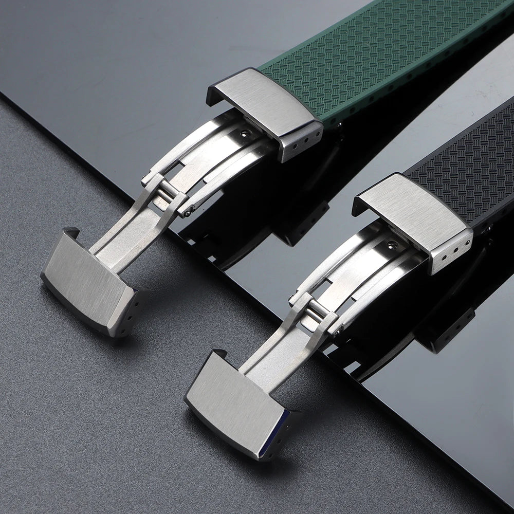 16mm 18mm 20mm Stainless Steel Watchband Buckle for Seiko Watch Double Click Butterfly Clasp Lock Button for Diving Diver Buckle