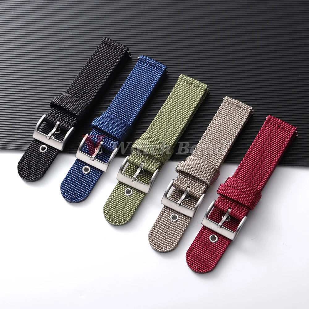 Nylon Watch Band for Seiko Army Military Canvas Woven Nylon Strap 18mm 20mm 22mmQuick Release Wristband Men's Sport Watch Bandss