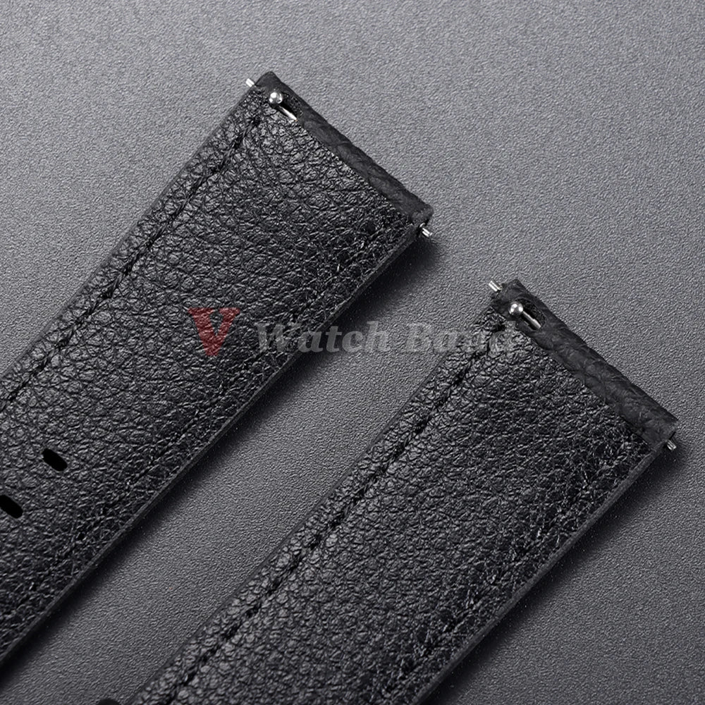 Universal Wristbelt 22mm Leather Business Strap for Omega for Seiko Lychee Pattern Leather Watchband Quick Release Soft Bracelet